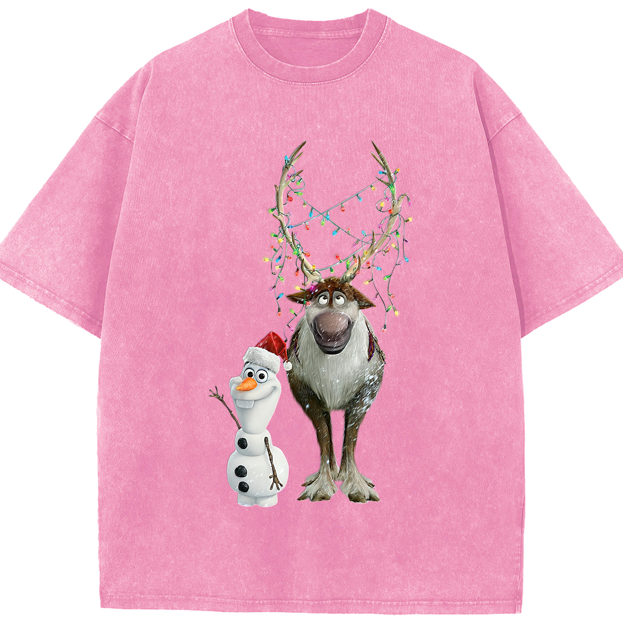 （画像用） アナと雪の女王 アンナ エルサ Frozen Anna Elsa 綿100% ヴィンテージ風 半袖Tシャツ（フロントプリント）
